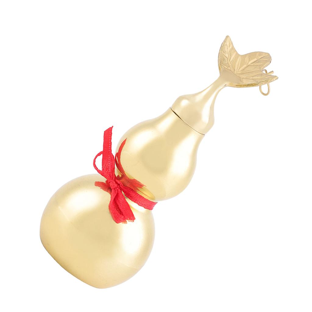Traditional Chinese Feng Shui Brass Gourd with Leaf Smooth Surface Open Cover Decoration