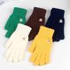 New Warm Winter Knitted Gloves Solid Color Bear Touch Screen Gloves Windproof Cycling Gloves Women