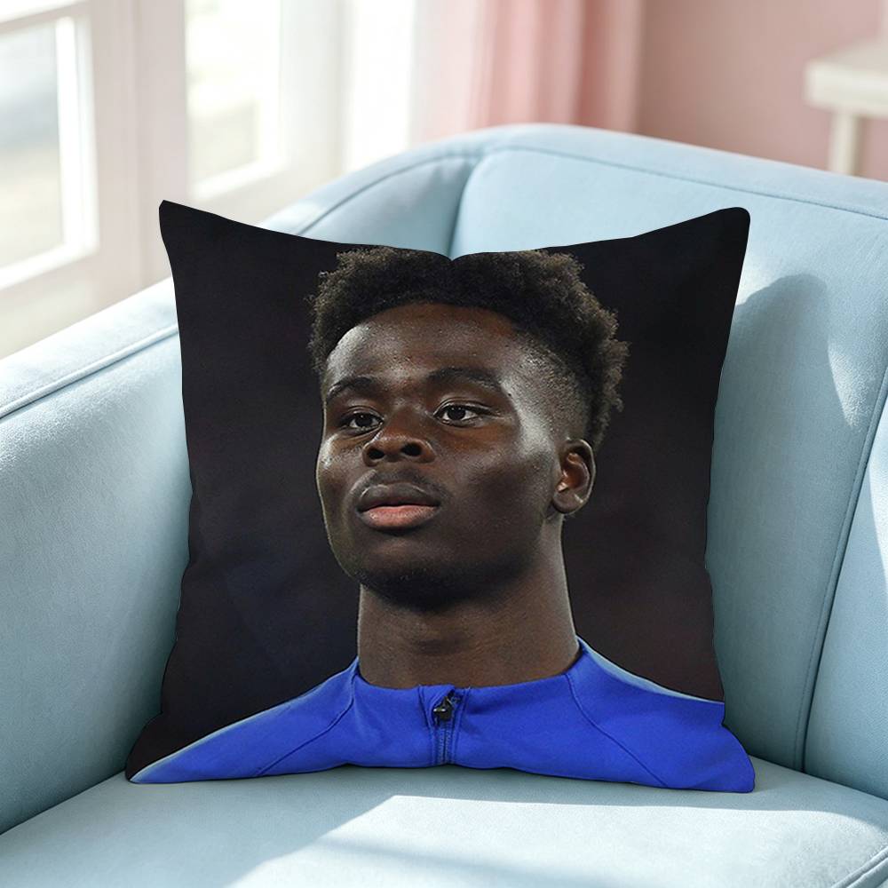 Football Star BBukayo Saka Pillow Case Square DoubleSided Sofa Cushion Cover Bedroom Bedside Pillow