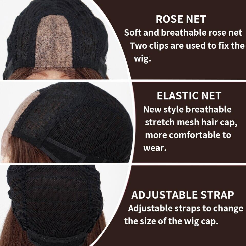 MISSQUEEN Lange gewellte Perücke, Ombre-Braun-Gold, synthetische Perücke, Cosplay, Mittelteil, natürliche hitzebeständige Perücke für Damen