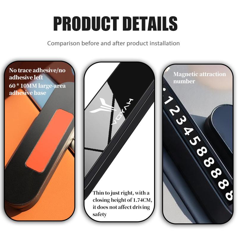 For Voyah Hidden Mobile Phone Number Plates Car Logo Temporary Parking Signs Accessories Free Dreamer Courage Passion 2021 2022