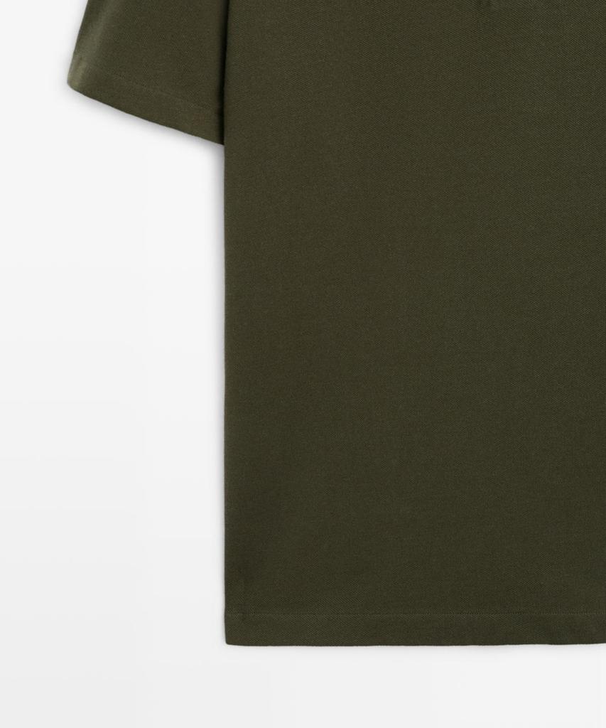 Masimodutti Micro Textured Cotton Blend Polo Shirt