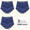 1/3Piece Lot High Waist Lace Women Panties Pure Cotton Crotch Panty Front and Back Leak-proof Underwear