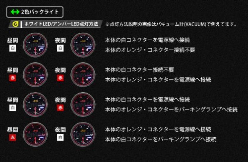 Auto Gauge Japanese Motor 60mm Water Temperature LED PEAK 548 Series 2-Color [548WT60]