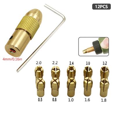 7/12 st/set Mässingsspännhylsa Mikroborr Självspännande Borrskärpsverktyg Chuckadapter Snabbkoppling Nyckellös Bitadapter 2-5 mm