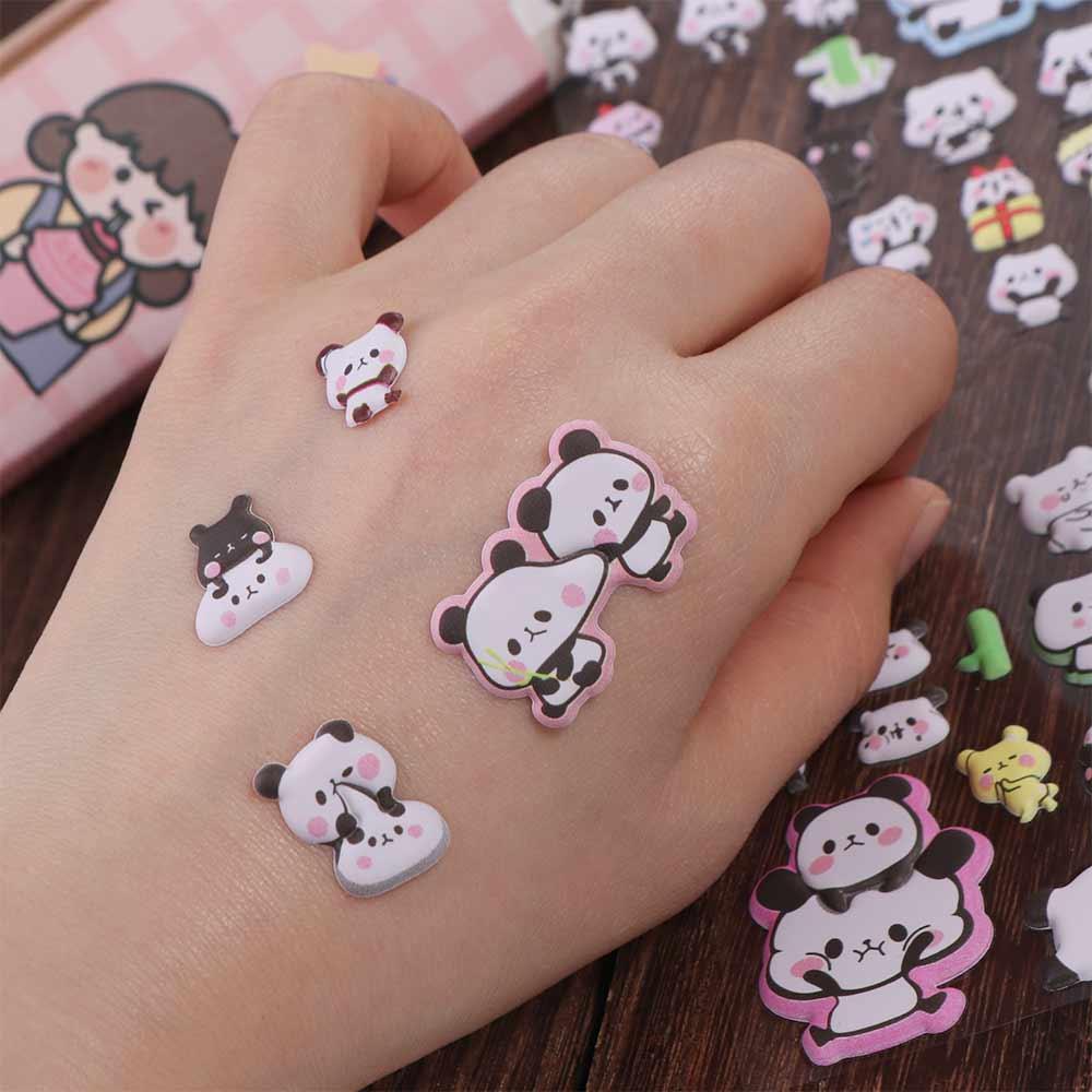 Strawberry Bear Panda Sticker Gift Box 3D Panda Bubble Sticker  Skateboards Luggage Suitcases Decor