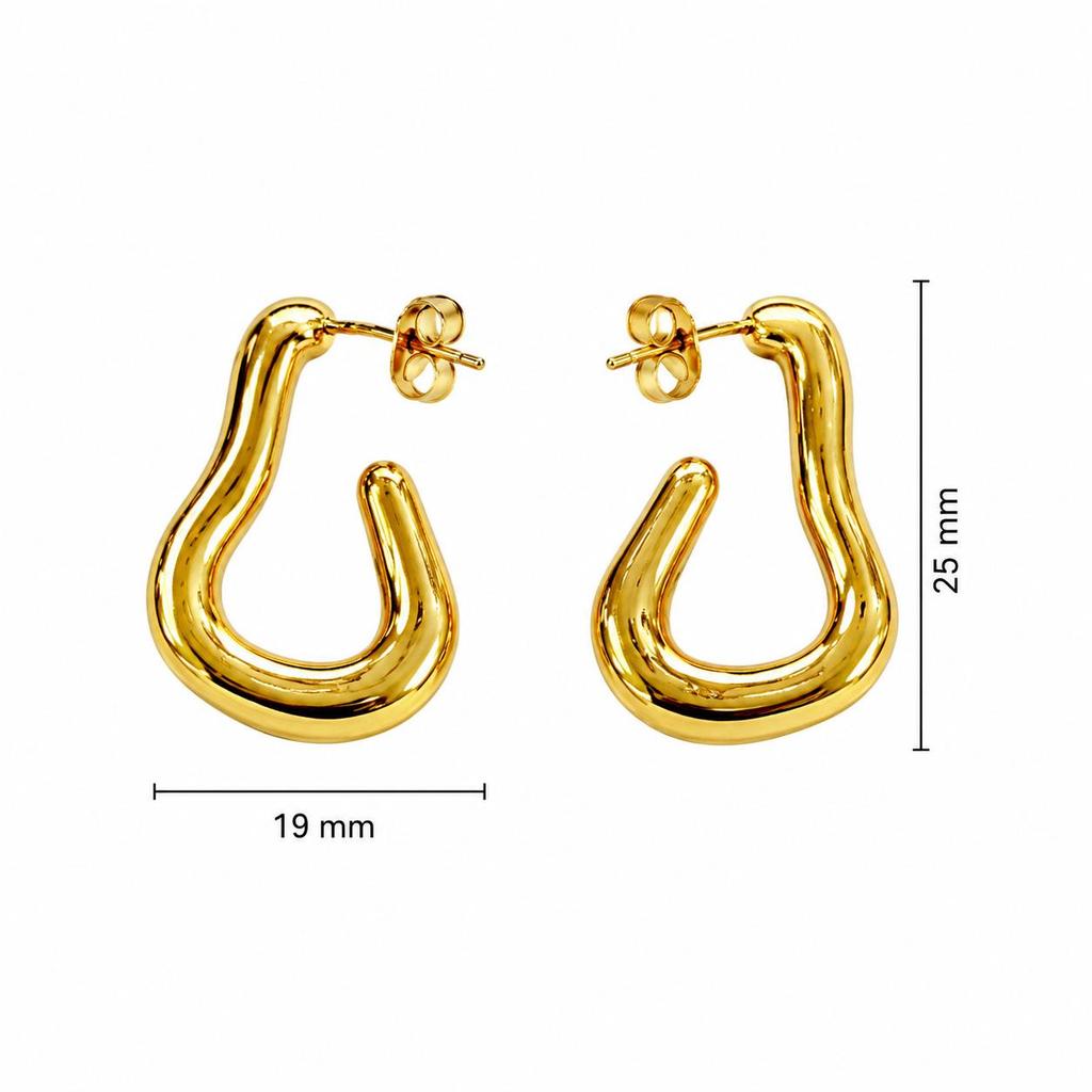 Elegant Stainless Steel U-Shaped Oval Earrings with Niche Design