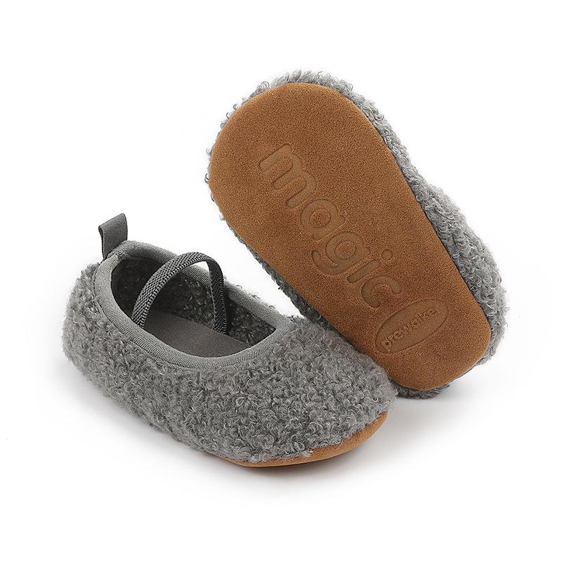 Warm Cotton Furry Baby Walking Shoes for 0-1 Year Olds - Indoor Autumn/Winter Wear