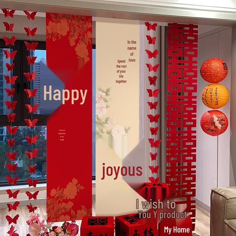 Hanging Double Happiness Cloth Banner for Wedding and Engagement Decor In Living Room or Hotel
