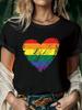 Pride Rainbow Stripe Heart Unisexs Tshirt Summer Fashion Short Sleeved Tshirt Printed Oneck Casual Tshirt Unisexs Clothing