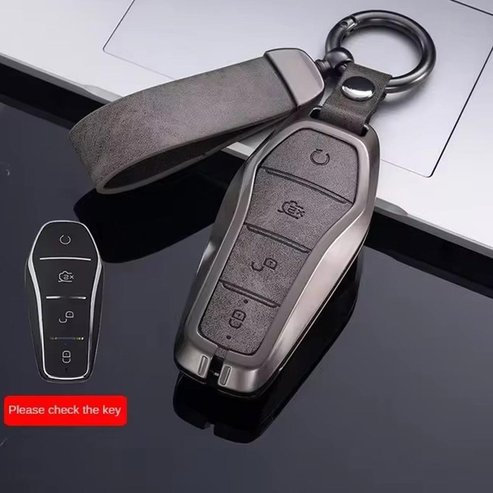 Zinc Alloy Car Key Case 4 Butoons Easy To Install Remote Fob Holder For Byd Song Plus Atto 3 Han Ev Tang Dm Qin Seal Dolphin