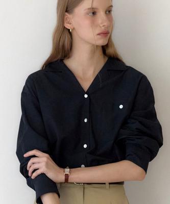 OURHOPE Emma Pocket Blouse - Navy
