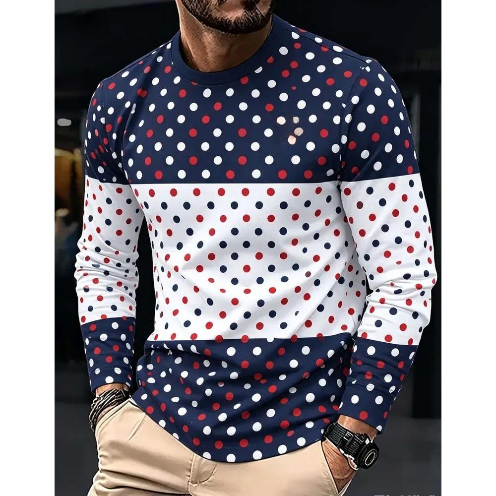 Spring Autumn Fashion Comfortable Loose Soft Casual Versatile Round Neck Long Sleeve T-shirt Creative Fun Animal Geometry 3D Printed Men's T-shirt