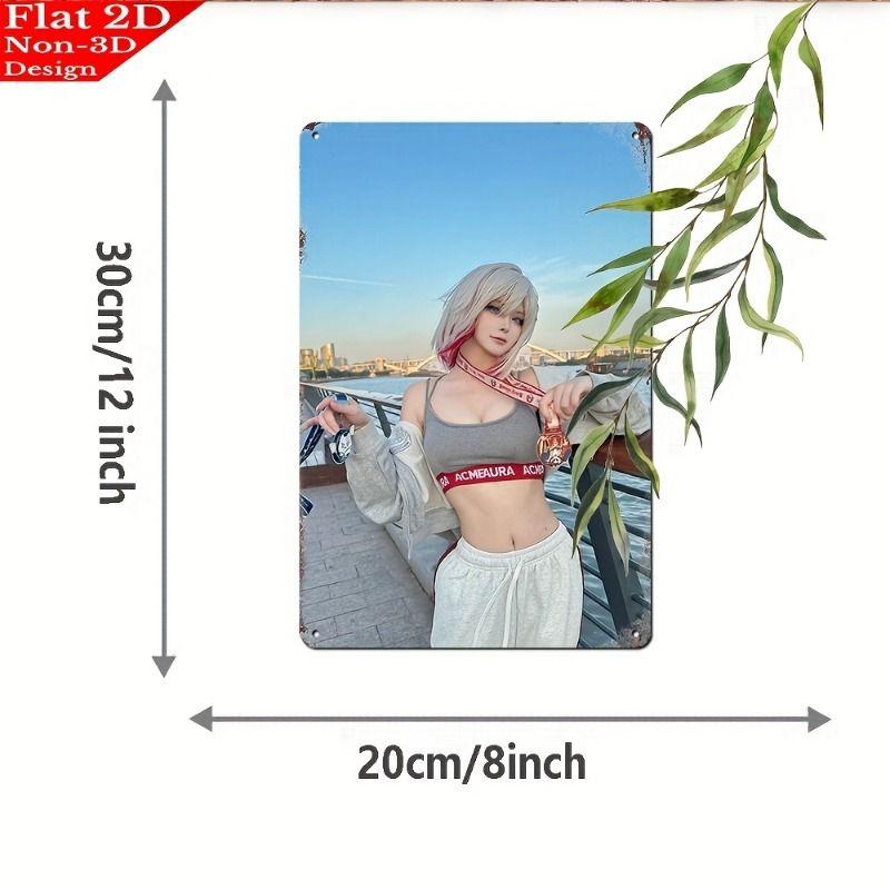 Vintage Kvinlig Silhuett Metall Logotyp för Bar & Garage