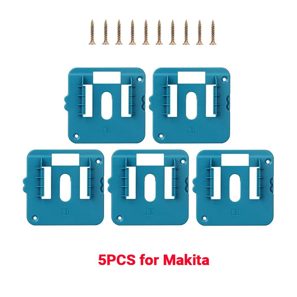 5PCS Battery Holder Storage Rack for Dewalt/Makita/Milwaukee 14.4V 18V Li-ion Battery Wall Mount Tool Bracket Fixing