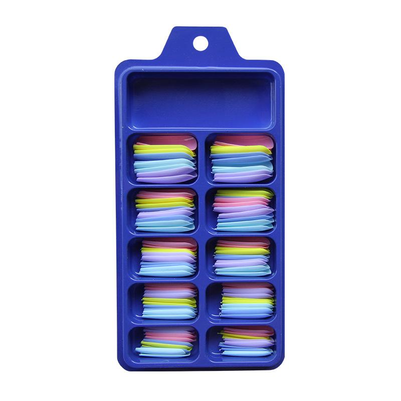 100 pezzi di colore caramella unghie finte punte per unghie artificiali stampa finta in acrilico sulla capsula lunga della bara per unghie