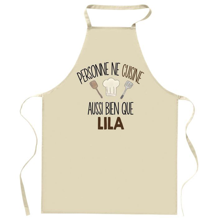 Tablier de cuisine - Personnalisé - Motif Bretonne - Coton lila - Imprimé en France