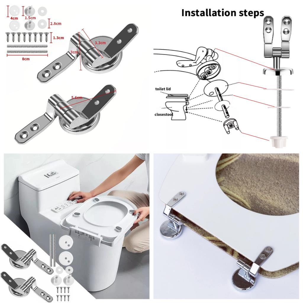 Bulloni e Viti per Sedile WC Rilascio Rapido Fissaggi Cerniera Superiore Viti con Tappo di Gomma Espandibile Kit Universale di Ricambio per Sedile WC
