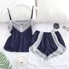 Women's Silk Satin Pajamas Set Sling Simulation Silk Pajamas Casual Wear M~XL