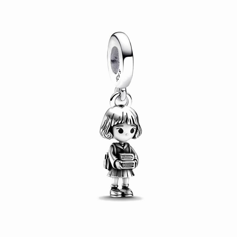 925 Silver Cartoon Character Duck Princess Castle Charms Fit European Bracelet DIY Jewelry Making Accessories for Women