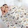 Horses with Yellow and Pink Flowers, Horse Decor, Watercolor Floral Throw Blanket Nap Bed Fashionable Furry Hairys Blankets