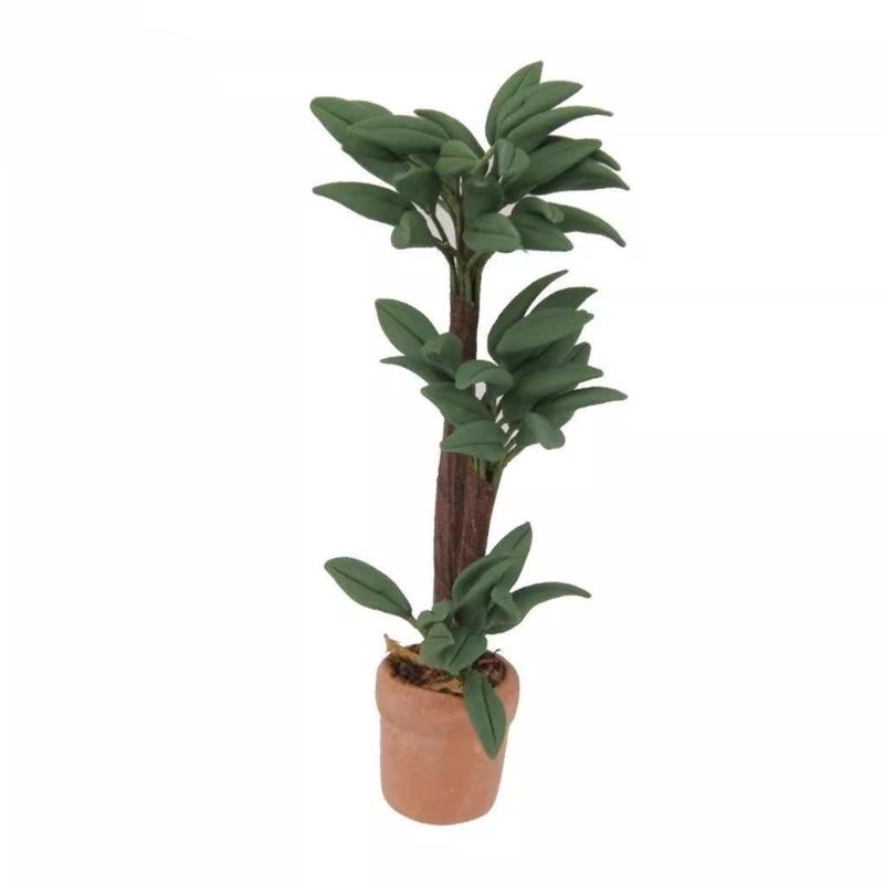 

1/12 Dollhouses Miniature Artificial Plant Potted Plant Landscape Model Bonsais with Pottery Pot for Collectible Dollhouses 1