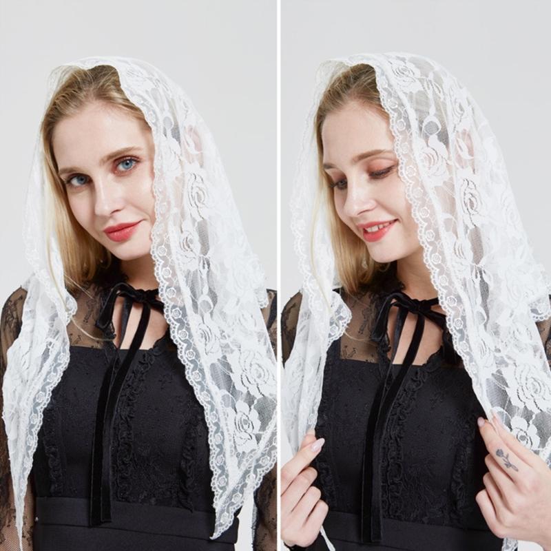 Triangle Scarfs for Summer Triangle Shawl with Floral Pattern for Ladies Mother Church Funerals Pray Sunproof Supplies