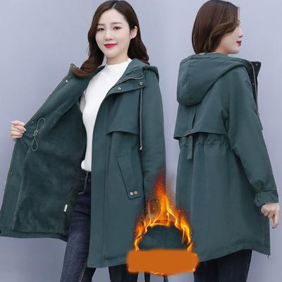 Herbst Winter Mamas warme Baumwolljacke Parkas Jacke Frauen Wollfutter Verdicken Sie warmen langen Mantel Lose Windjacke mit Kapuze Mäntel