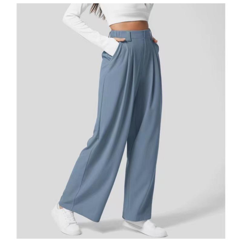 Fashion Loose Plus Size Women Pants New Casual Pleated Elegant Office Long Pants Ladies Woman Solid Color High-waisted Wide-leg Pants Loose Trousers