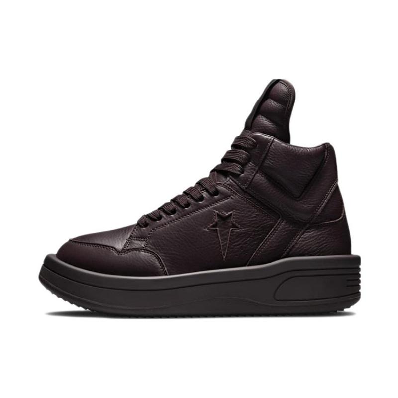 Rick Owens DRKSHDW x Converse TURBOWPN Leather High Top Vintage Basketball Shoes Unisex Chocolate