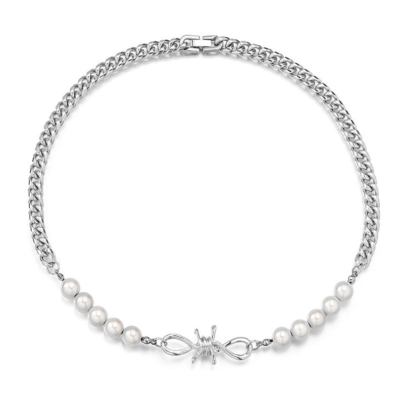 

Ожерелье из титановой стали Trend Partners в стиле хип-хоп с жемчугом – Унисекс, узловое украшение