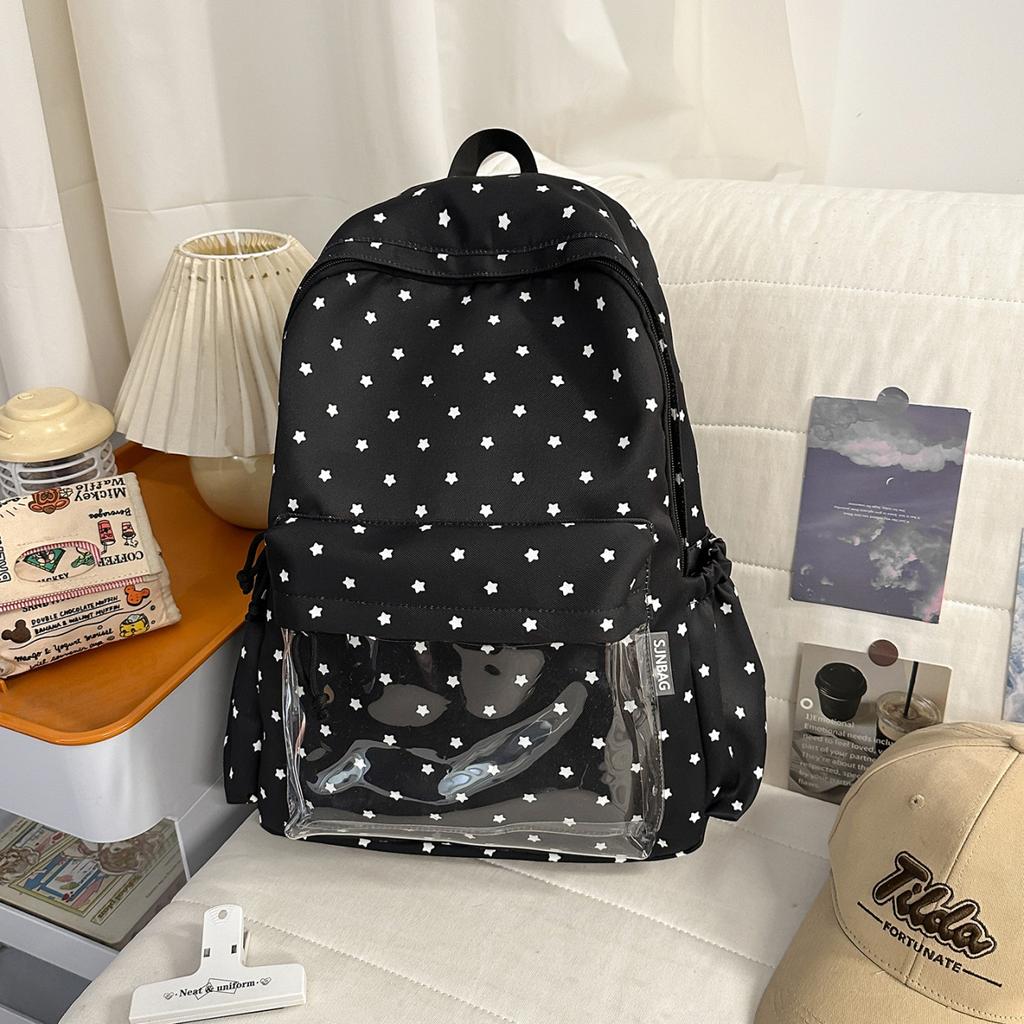 Schoolbag Japanese small fresh transparent star backpack large capacity versatile junior high school student schoolbag transparent pain bag