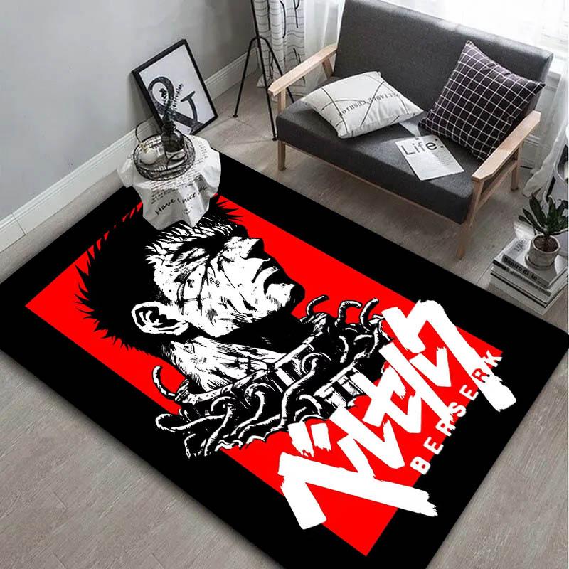 Cool 3D Berserk Guts Rage Anime Carpet Rug Art for Room Decor Sofa Christmas Halloween Gifts Game Area Rug Non-slip Floor Mat