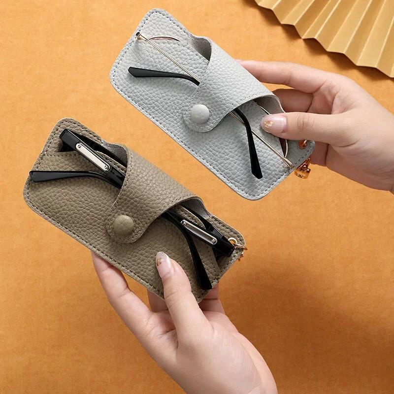 Přenosná retro ručně vyrobená taška na brýle z PU kůže se šňůrkou na zavěšení Pouzdro na sluneční brýle Jednoduchý úložný box na brýle Pouzdro na sluneční brýle