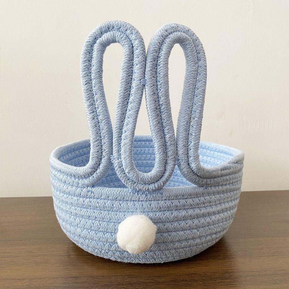 Cartoon Design Bunny Storage Basket Cotton Rope Organizer Basket Desktop Organizer