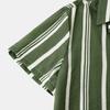 Men's Casual Short Sleeve Button Down Shirt Lightweight Breathable Striped Polo Collar Shirt Suitable for Vacation and Sports Wear