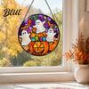 Ghost Lantern Props Halloween Stained Glass Suncatcher Ornament Vintage Hanging Window Decor with Pumpkin Bat Witch Weather Resistant Yard