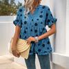 Damen Neues Sommer Lockeres Puppenhemd Fledermausärmel V-Ausschnitt Polka Dot Hemd