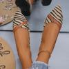 2024 Fashion New Woman Brown Stripe Shallow Pointed Toe Flats for Women's Walking Designer Casual Flat Shoes Zapatos De Mujer