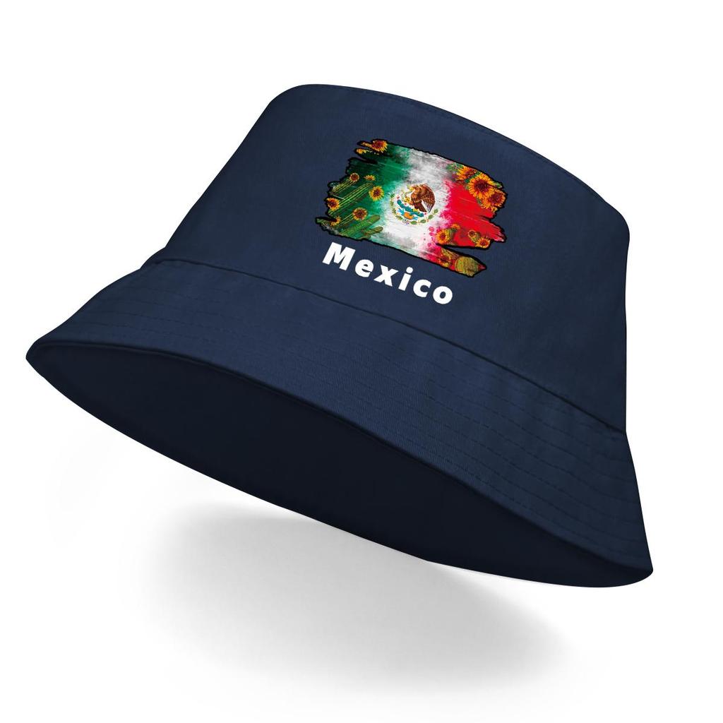 Mexican Flag Cactus Print Bucket Hat , Patriotic Fisherman Cap Fashion Casual Reversible Fishing Hat
