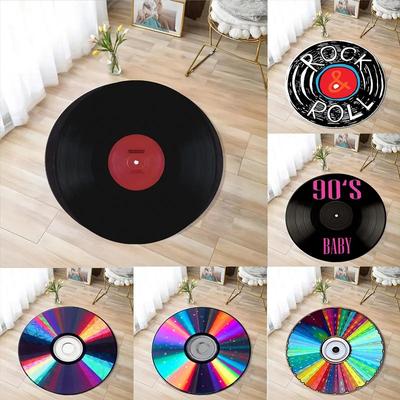 Printed Vinyl Music Record Carpet Machine Washable Rug  Gift for Music Lovers Custom Retro Vinyl Record Round Rug Exquisite Home