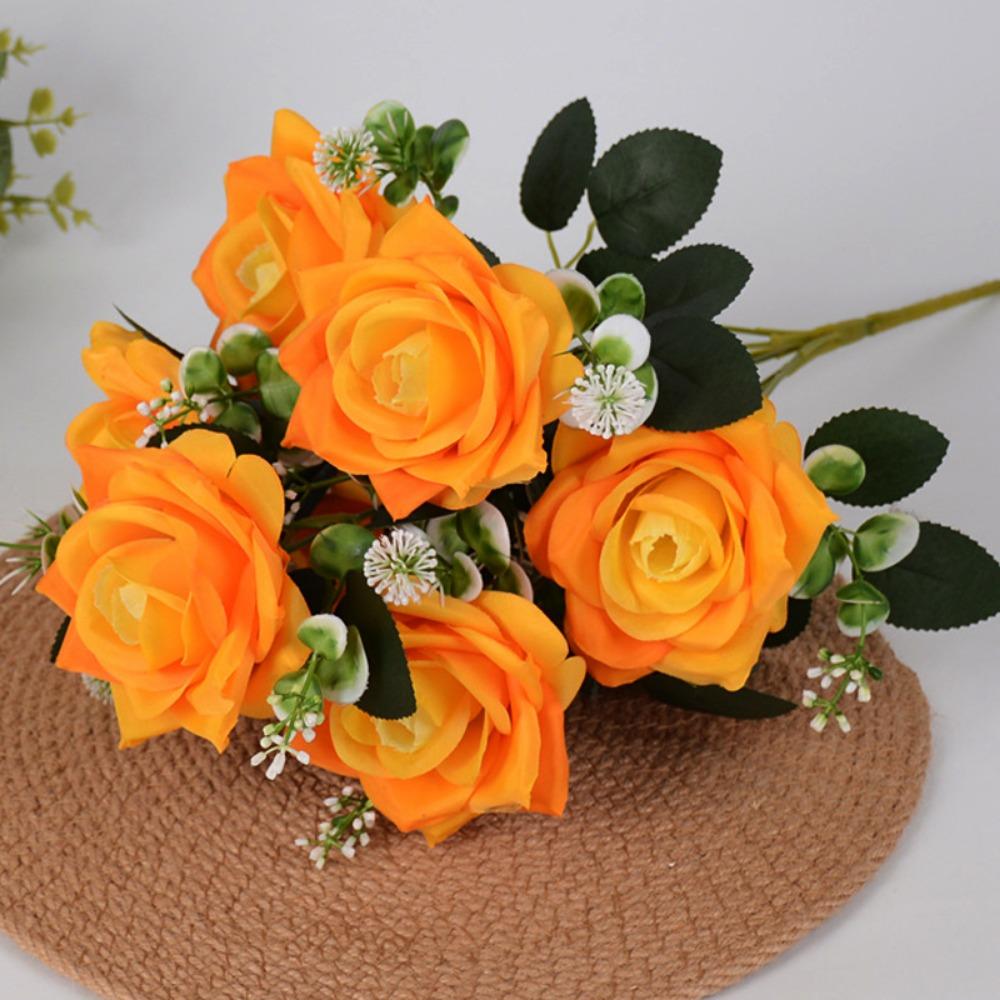 8 Colors Valentine's Day Flowers 7 Heads Natural Simulated Rose  Home Decorative