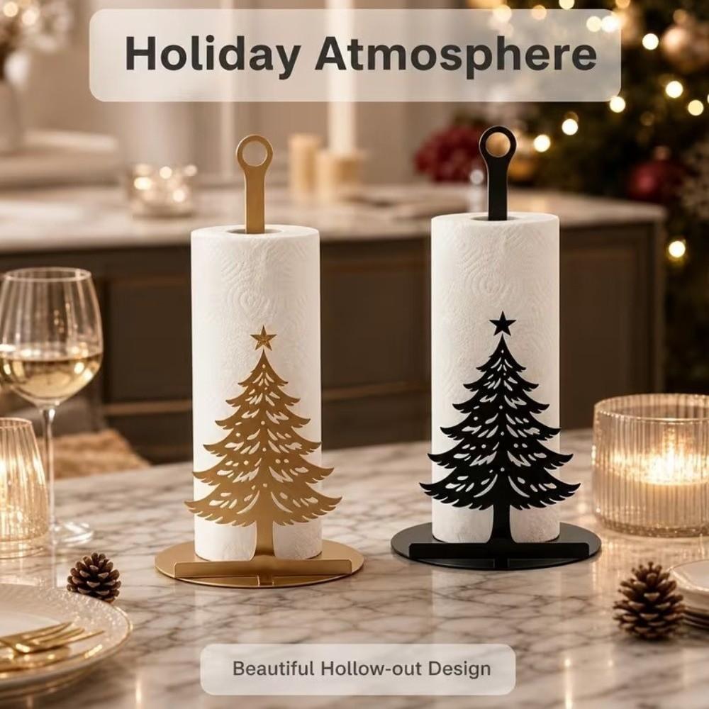 Freestanding Christmas Tree Shaped Tissue Holder Weighted Base Kitchen Paper Holder Desktop Decor
