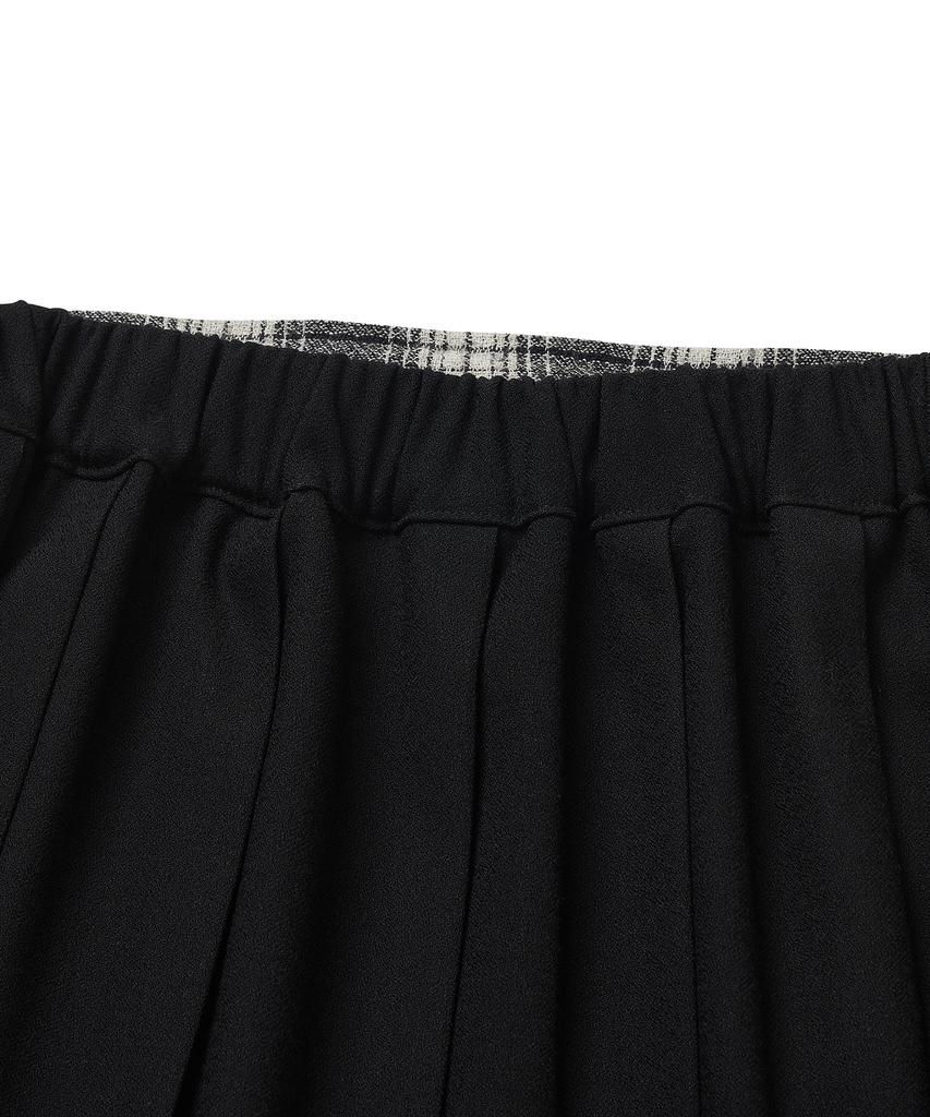 Cotton Bell Check Overlap Skirt - Black Check