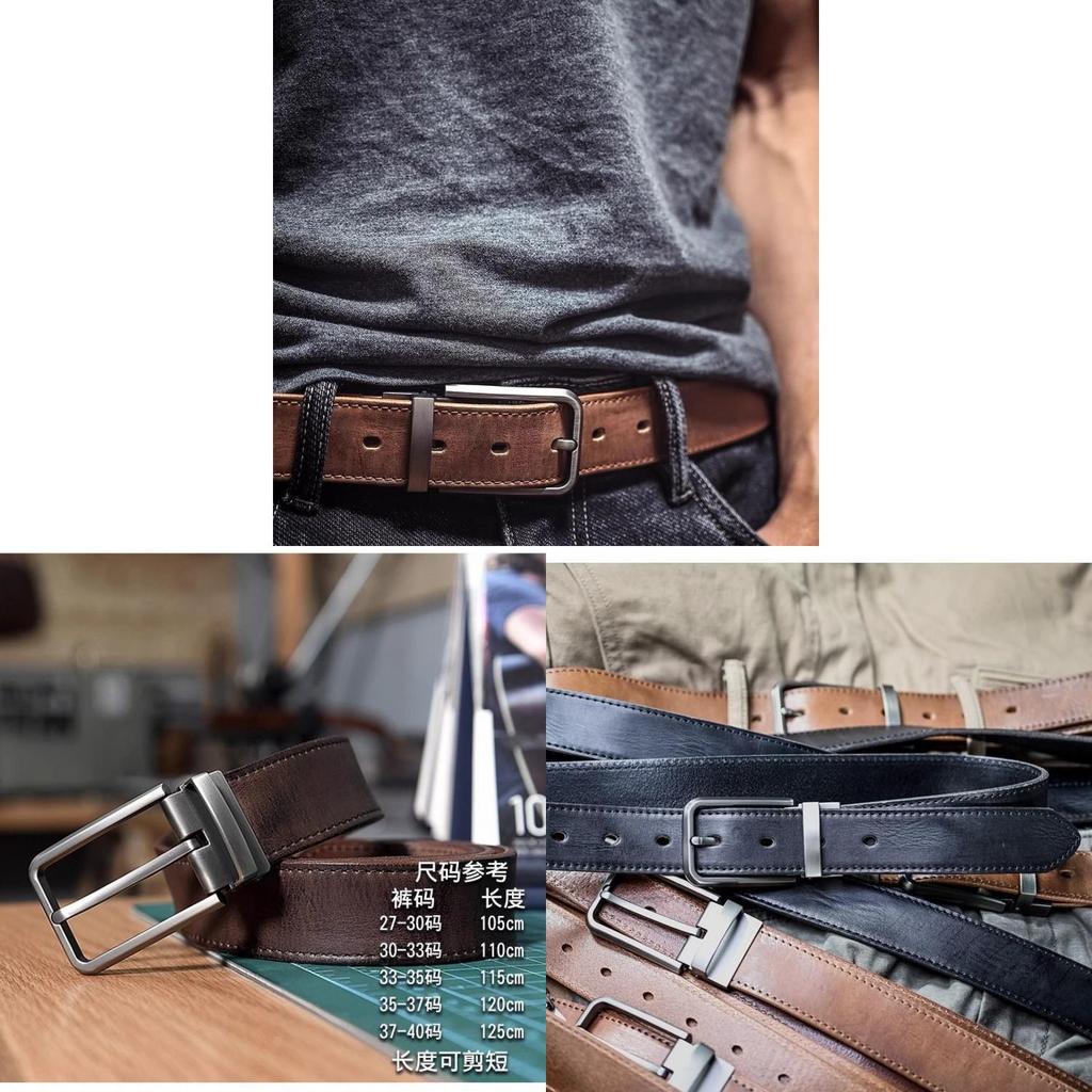 Genuine Leather Belt For Men With Vintage Style And Metal Pin Buckle For Casual And Workwear