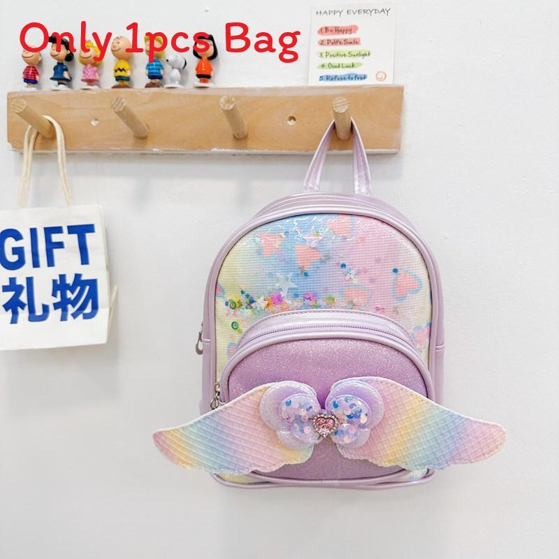 Childrens Cute Bowknot Wings Princess Backpack With Pu Material For Kindergarten Girls