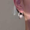 Silver Needle Pearl Round Earrings Atmospheric Fashion Versatile Earrings Niche Simple High Temperament Earrings Women