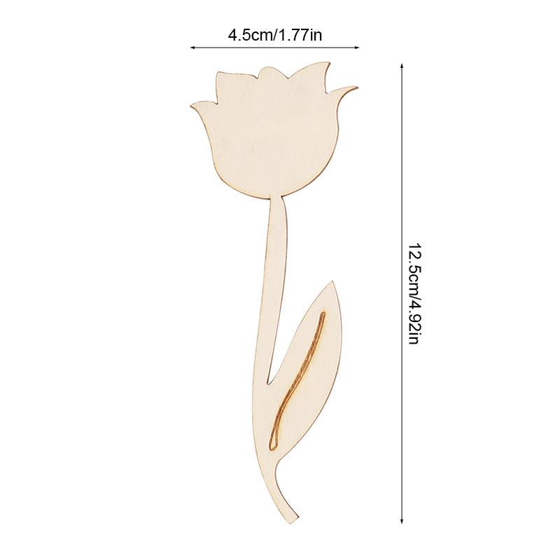 12Pcs Wooden Flower Ornament Unfinished Tulip DIY Painting Crafts Happy Easter Party Spring Home Decoration Kids Gifts Supplies