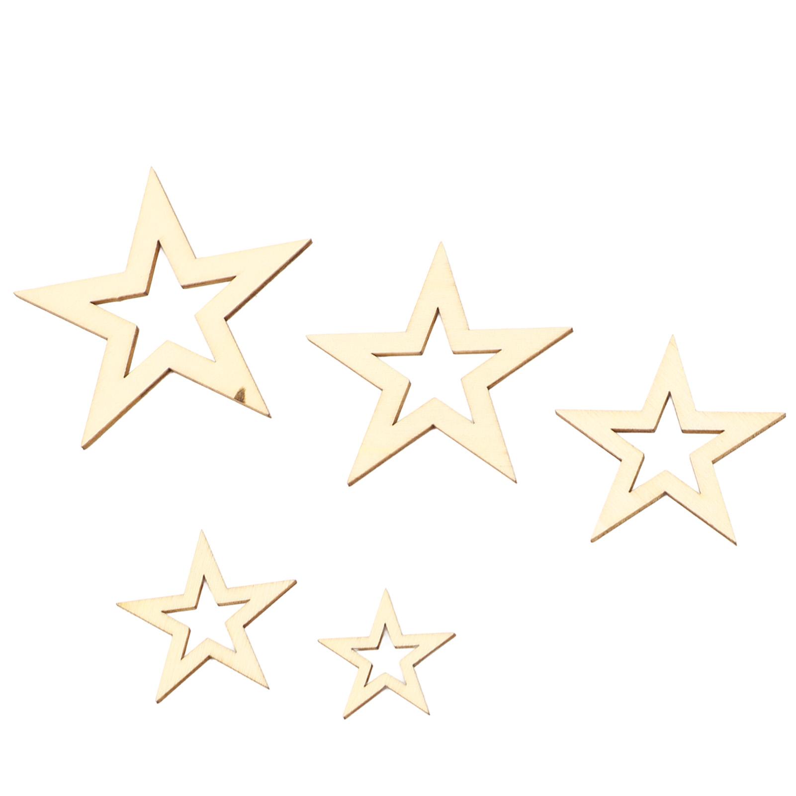 

205 шт. Деревянные звезды разных размеров, Необработанные, Пустые, Деревянные украшения-звезды для искусства, ремесла, свадьбы