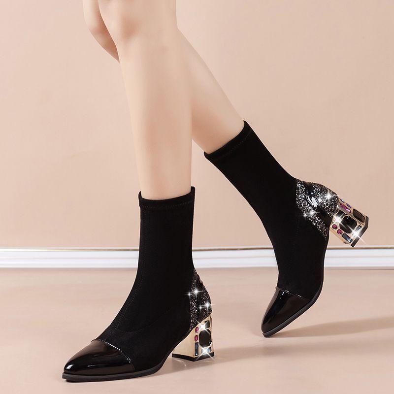 Thick heel short boots pointed toe foot mid boots children 2025 autumn and winter new casual women's boots women's shoes fashion shoes women